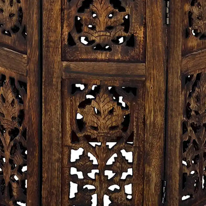 Table d'appoint pliante ronde en bois de manguier – Noyer marron, sculptée à la main