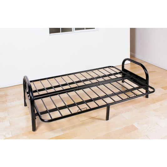Cadre de futon en métal réglable – Noir, Grand Lit, Transforme le canapé en lit