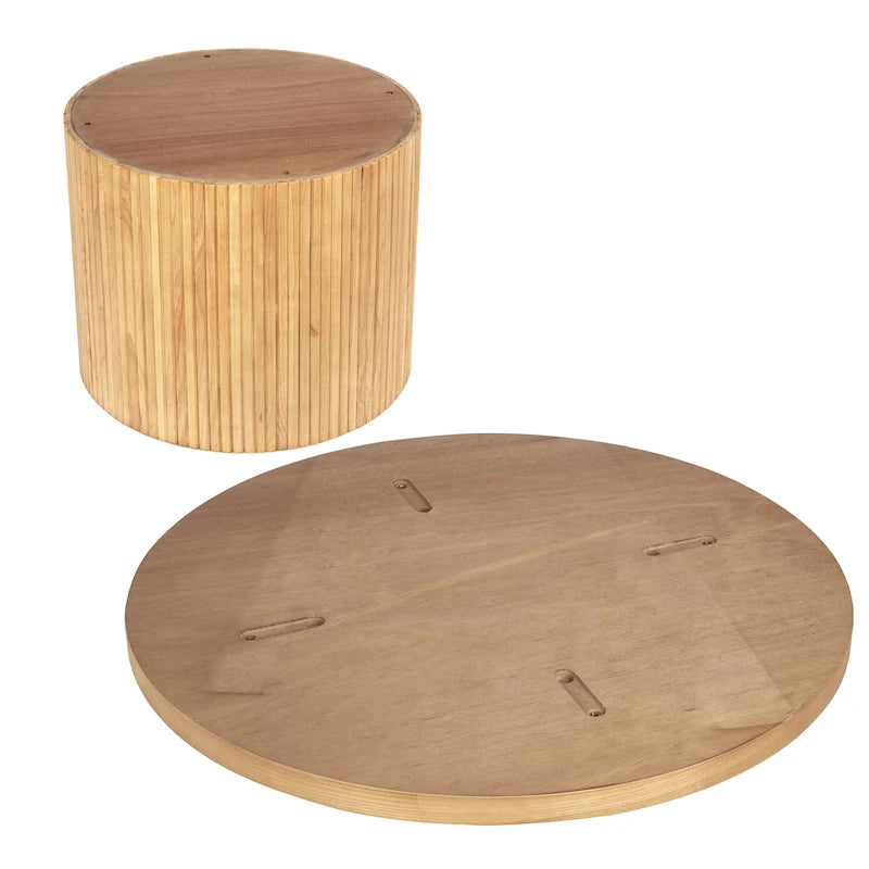Table basse ronde en bois sur pied – Bois naturel, 2 tailles