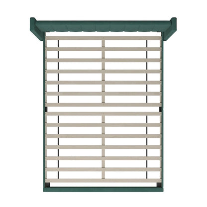 Lit plateforme capitonné en velours avec dossier ailé – Émeraude / Gris / Marine, Grand lit / Très grand lit, 2 personnes