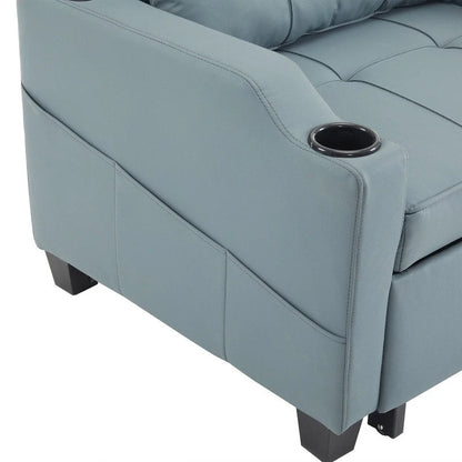 Fauteuil convertible 3-en-1 en lin – Gris verdâtre / Bleu-gris / Noir, Lit simple