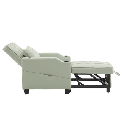 Fauteuil convertible 3-en-1 en lin – Gris verdâtre / Bleu-gris / Noir, Lit simple