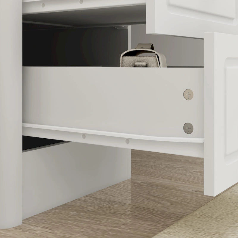 Coiffeuse avec miroir LED et 9 tiroirs – Blanc, un seul utilisateur