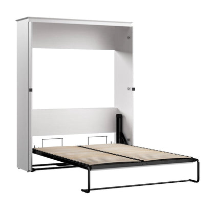 Lit escamotable Queen avec accents en X – Chêne blanc pur / Chêne blanc lin, Montage mural