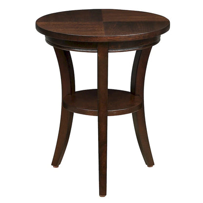 Table d'appoint ronde en bois avec étagère ouverte – Expresso, MDF et bois d'hévéa