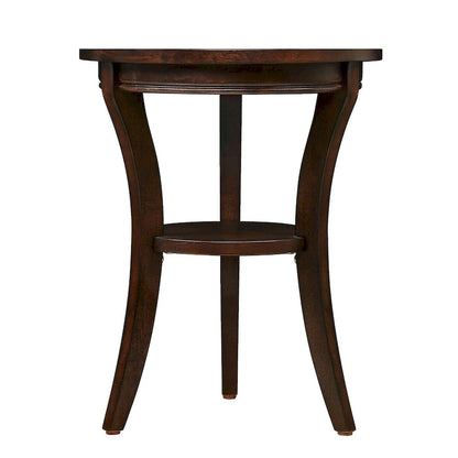 Table d'appoint ronde en bois avec étagère ouverte – Expresso, MDF et bois d'hévéa