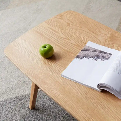 Table basse en chêne massif à 2 niveaux – Naturelle, pieds fuselés, 3 tailles