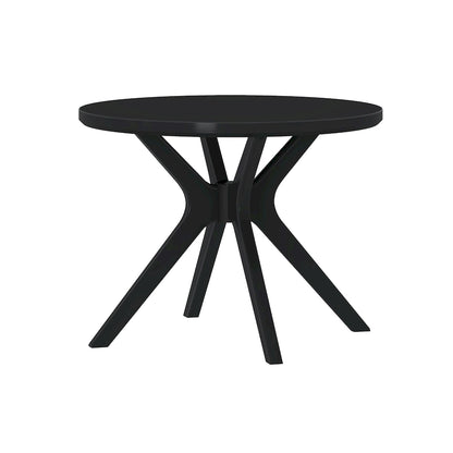 Table à manger ronde en pin massif avec piètement croisé – Brosse métallique blanc côtier / Noyer, 2 à 4 personnes