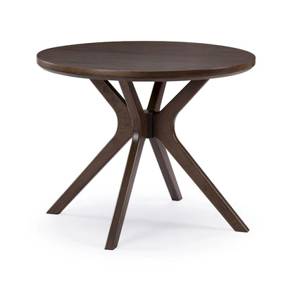 Table à manger ronde en pin massif avec piètement croisé – Brosse métallique blanc côtier / Noyer, 2 à 4 personnes