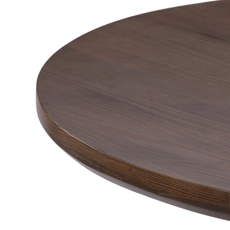 Table à manger ronde en pin massif avec piètement croisé – Brosse métallique blanc côtier / Noyer, 2 à 4 personnes