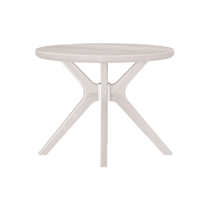 Table à manger ronde en pin massif avec piètement croisé – Brosse métallique blanc côtier / Noyer, 2 à 4 personnes