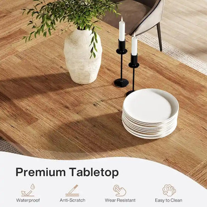 Table à manger rectangulaire de ferme avec pied central – Marron, 6 à 8 personnes